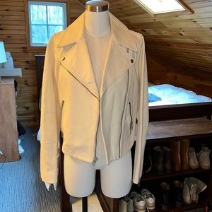 J Crew ivory leather moto jacket